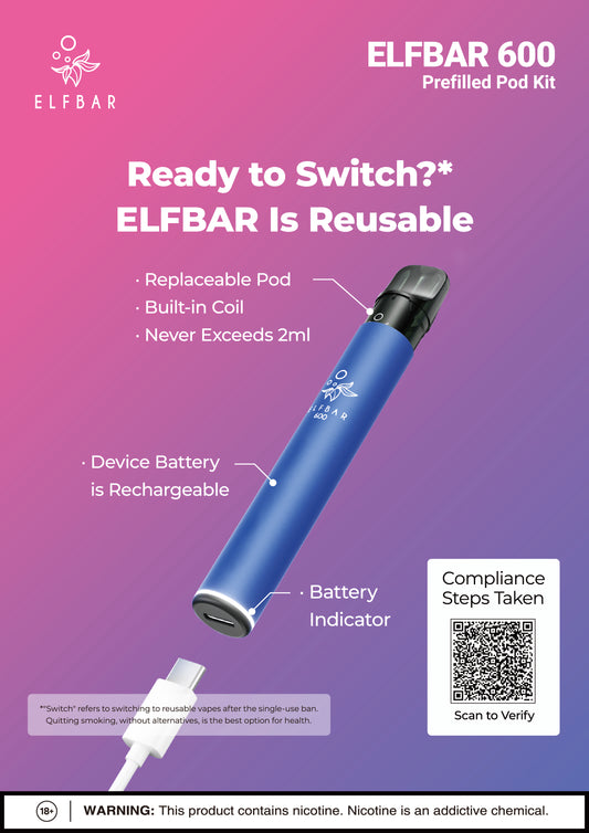 Elf Bar 600 Prefilled Kits 1X10 Compliant