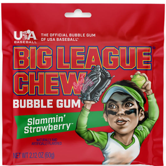 Big League Chew Slammin' Strawberry 60g 1X12 ***NEW***