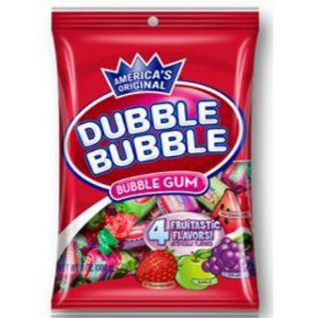 Dubble Bubble Bubblegum 4 Flavours Peg Bags 180g  1X12