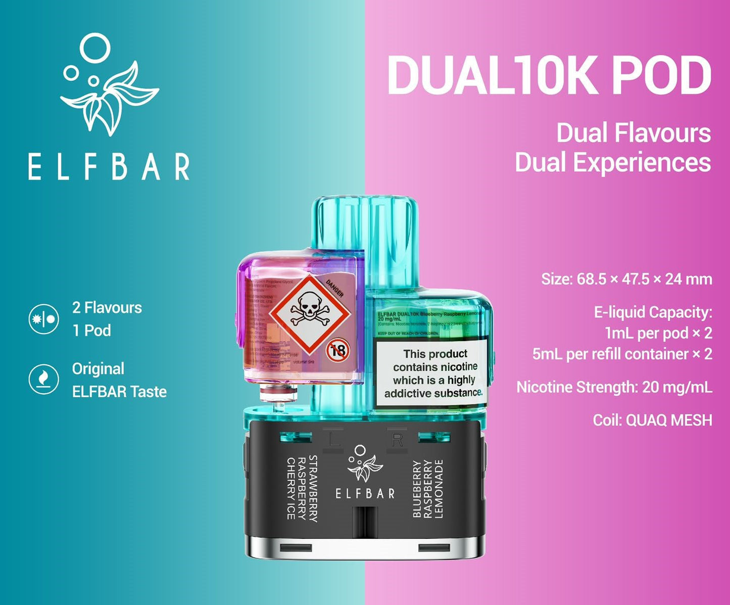 Elf Bar Dual 10K Prefilled Kits 1X5 Compliant