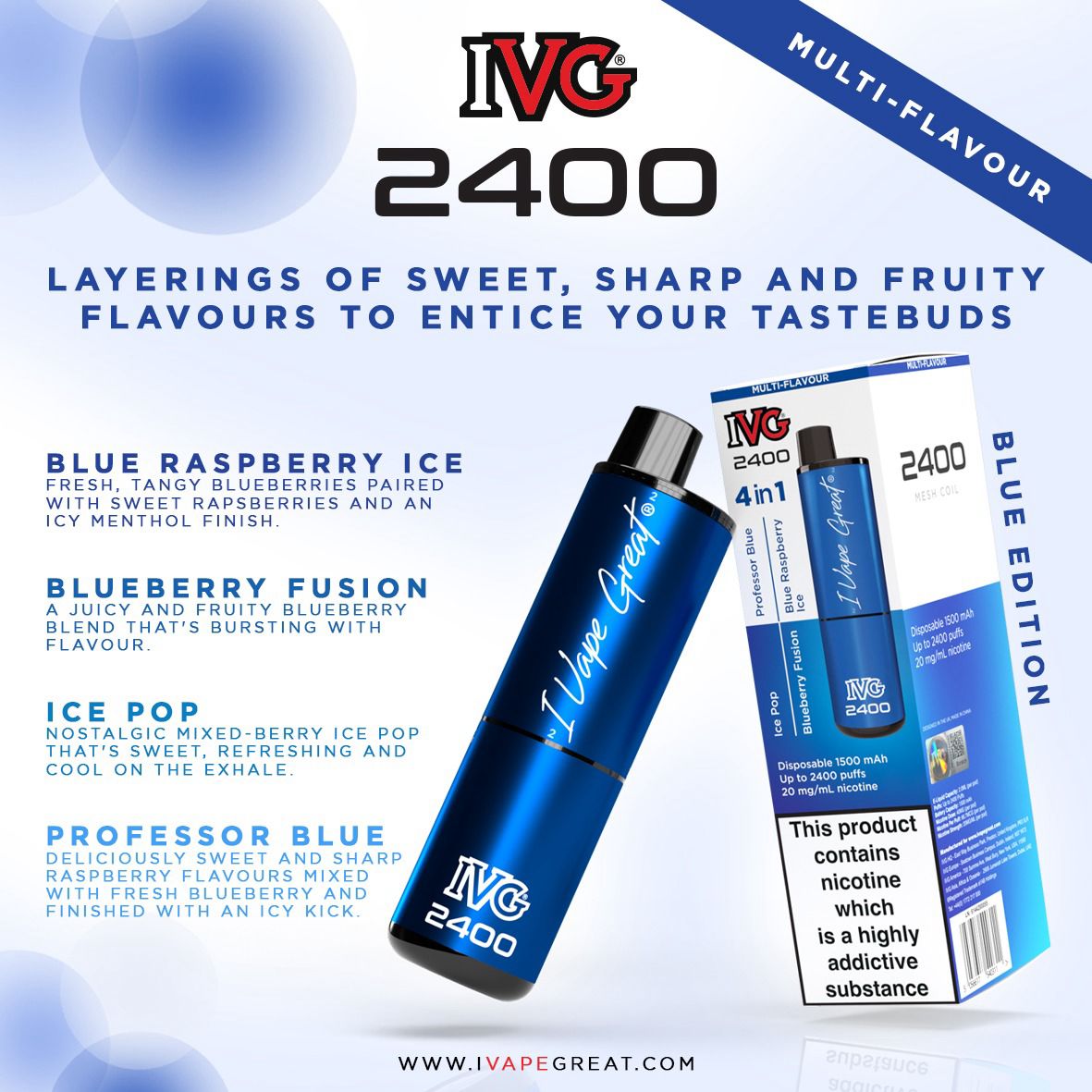IVG 2400 Disposable Vapes 1X5 Pack