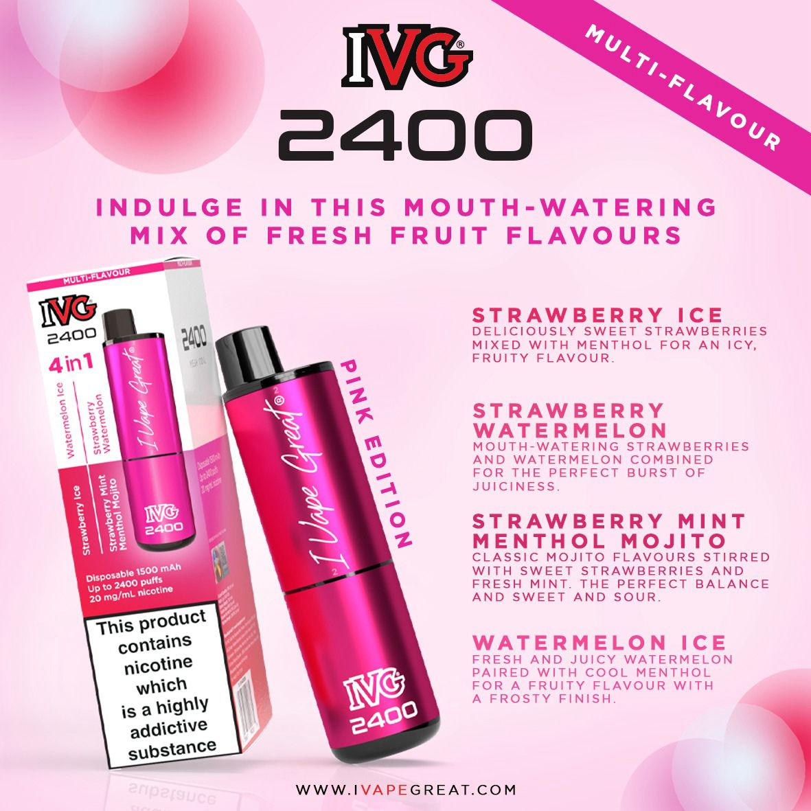 IVG 2400 Disposable Vapes 5 Pack