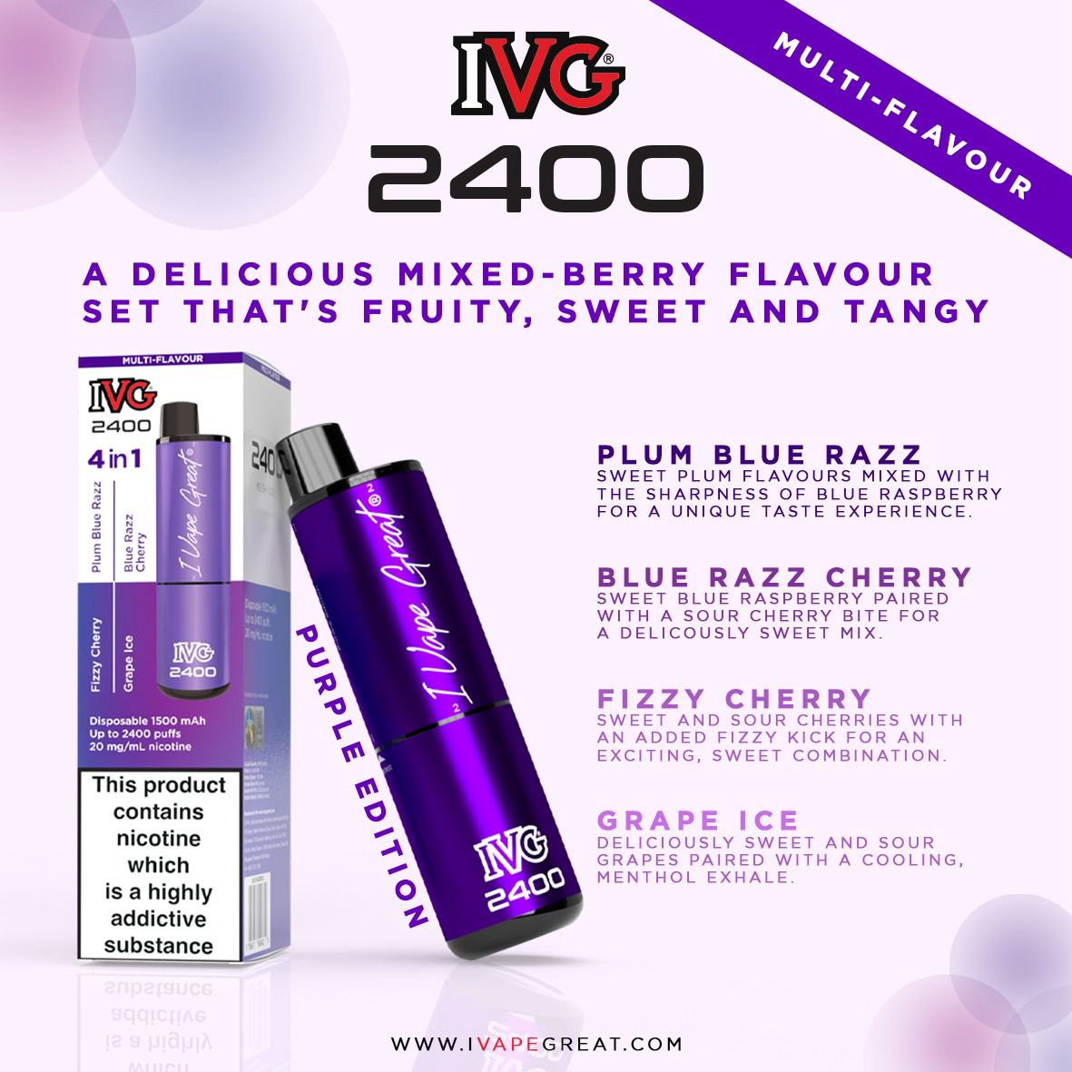 IVG 2400 Disposable Vapes 5 Pack