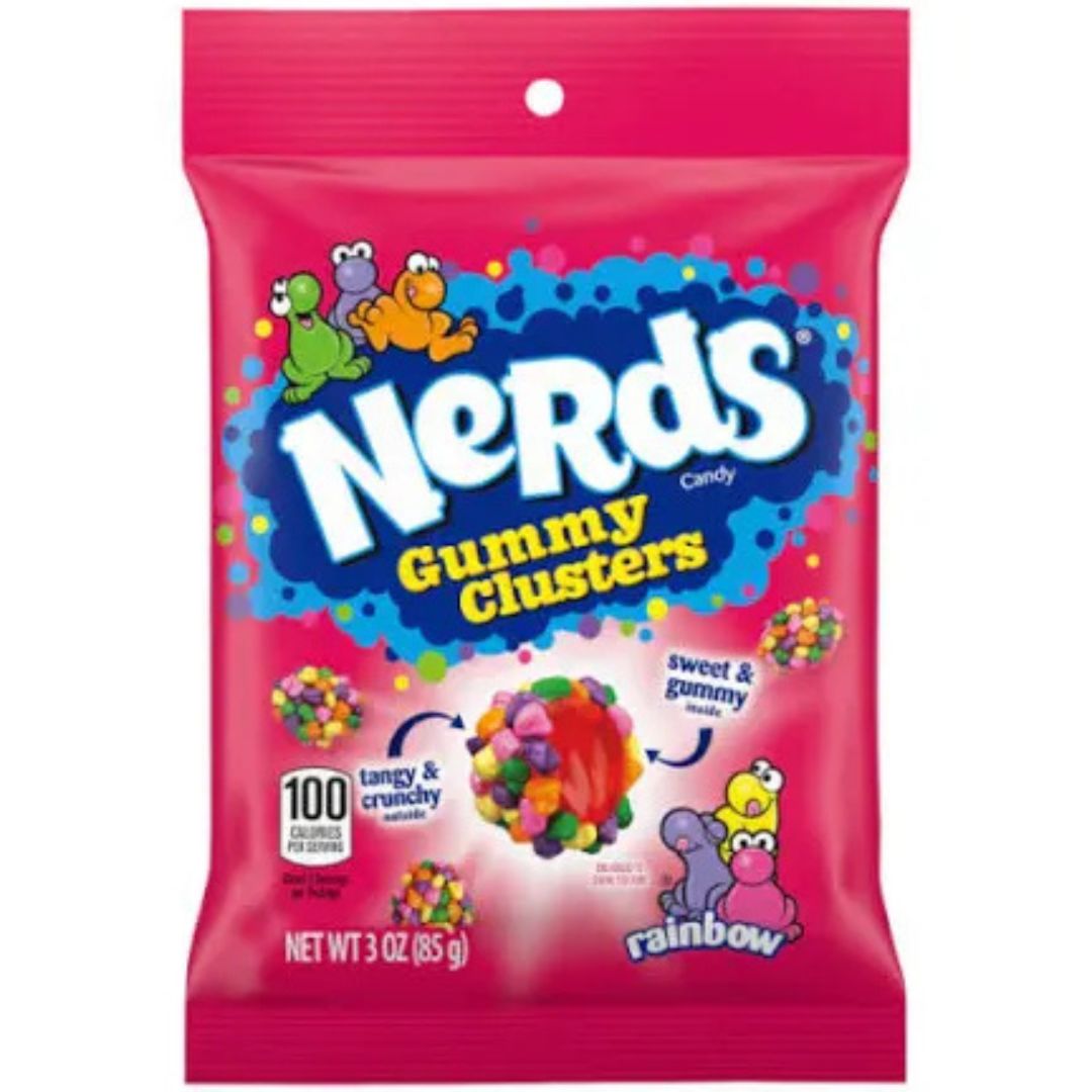Nerds Gummy Clusters Rainbow Peg Bags 85g 1X12