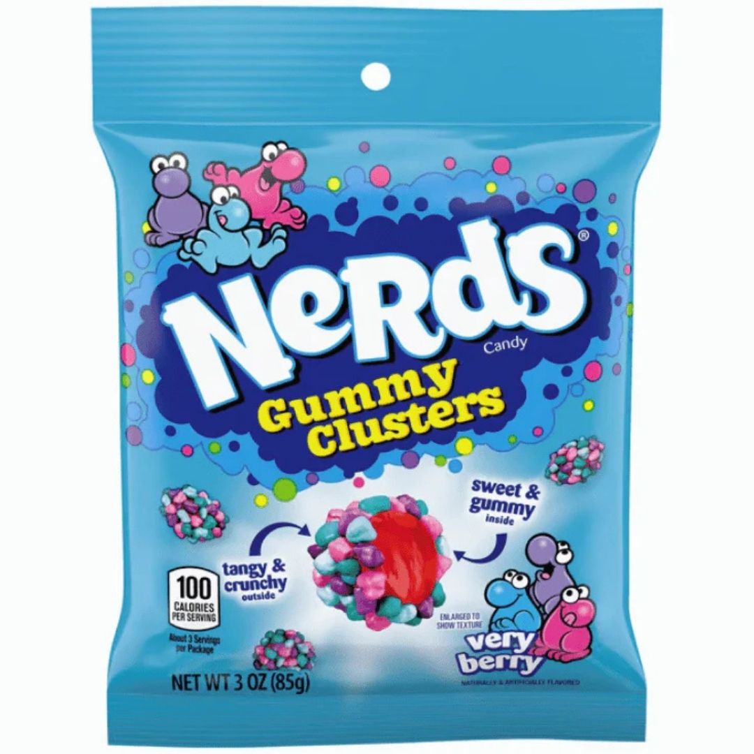 Nerds Gummy Clusters Very Berry Peg Bags 85g 1X12