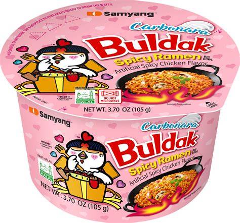 Samyang Buldak Carbonara Hot Chicken Flavour Ramen Noodles Bowl 105g 1X6 ***NEW***