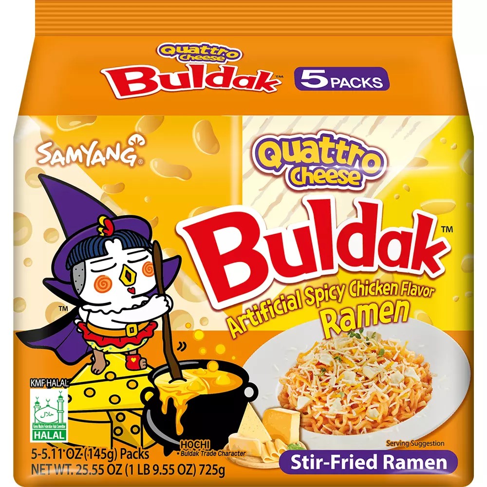 Samyang Buldak Quattro Cheese Flavour Ramen Noodles 140g 1X5