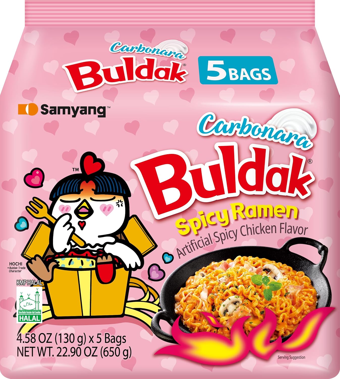 Samyang Buldak Carbonara Flavour Ramen Noodles 130g 1X5