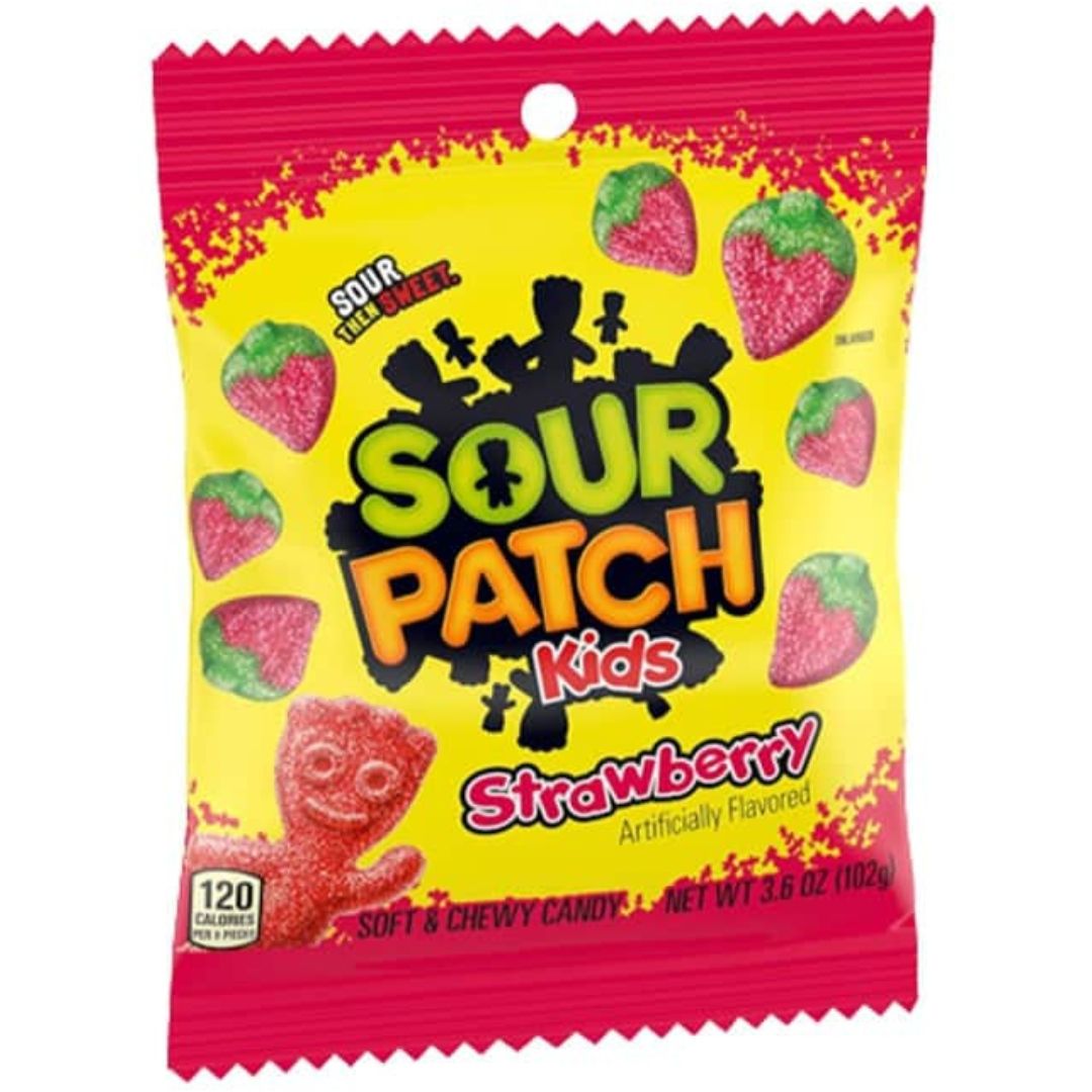 Sour Patch Kids Strawberry Peg Bags 102g 1X12