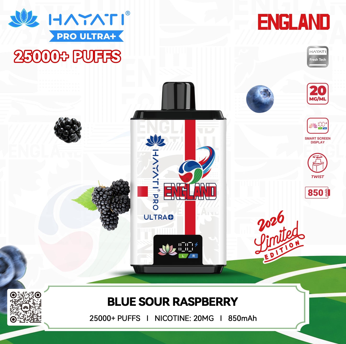 Hayati Pro Ultra 25000+ World Cup Edition - England Prefilled Kits 1X5
