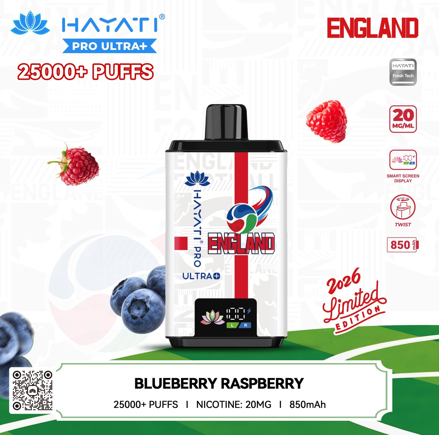 Hayati Pro Ultra 25000+ World Cup Edition - England Prefilled Kits 1X5