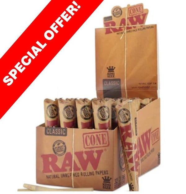Raw Pre-Rolled KS Cones 1X32 per outer & 1X3 per inner