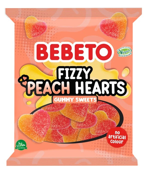 Bebeto Fizzy Peach Hearts 150g 1X10 ***NEW***