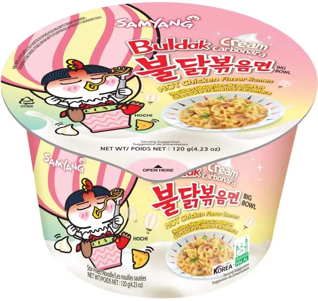 Samyang Buldak Cream Carbonara Spicy Ramen Noodles Bowl 120g 1X16 ***NEW***