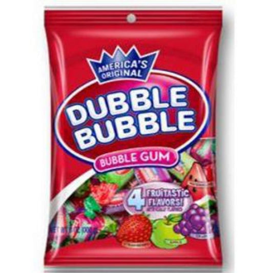 Dubble Bubble Bubblegum 4 Flavours Peg Bags 180g  1X12