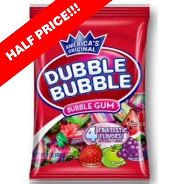 Dubble Bubble Bubblegum 4 Flavours Peg Bags 180g  1X12