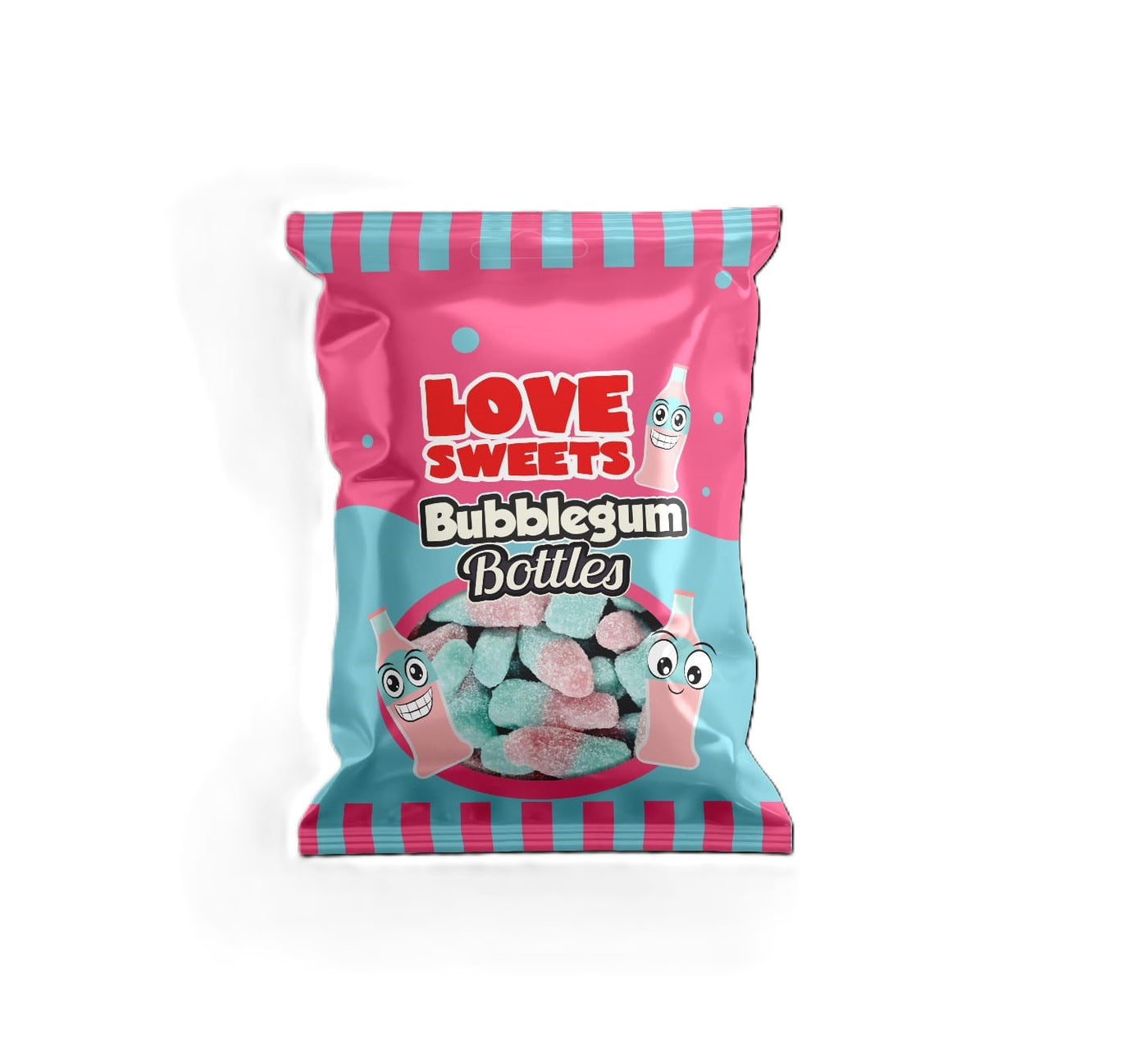 Love Sweets Bubblegum Bottles 95g 1X18 *PAST BEST BEFORE*