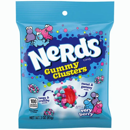 Nerds Gummy Clusters Very Berry Peg Bags 85g 1X12