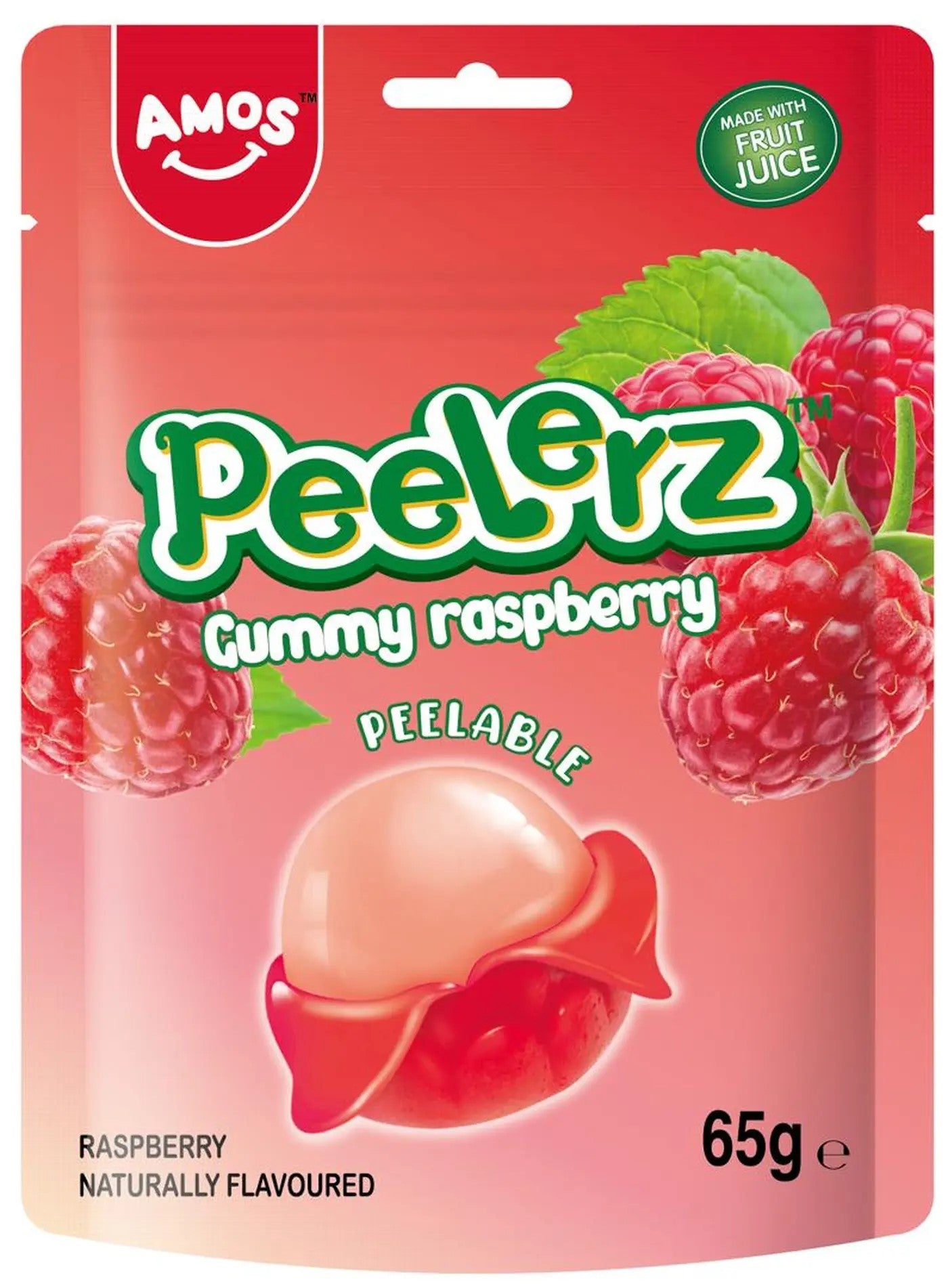Amos Peelerz - Gummy Raspberry 65g 1X12 ***NEW***