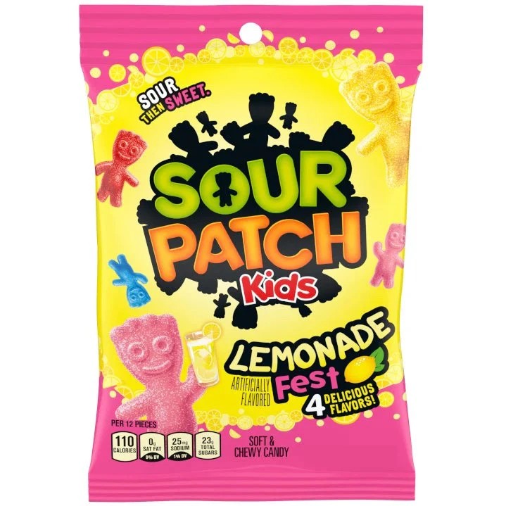 Sour Patch Kids Lemonade Fest Peg Bags 102g 1X12 ***NEW***