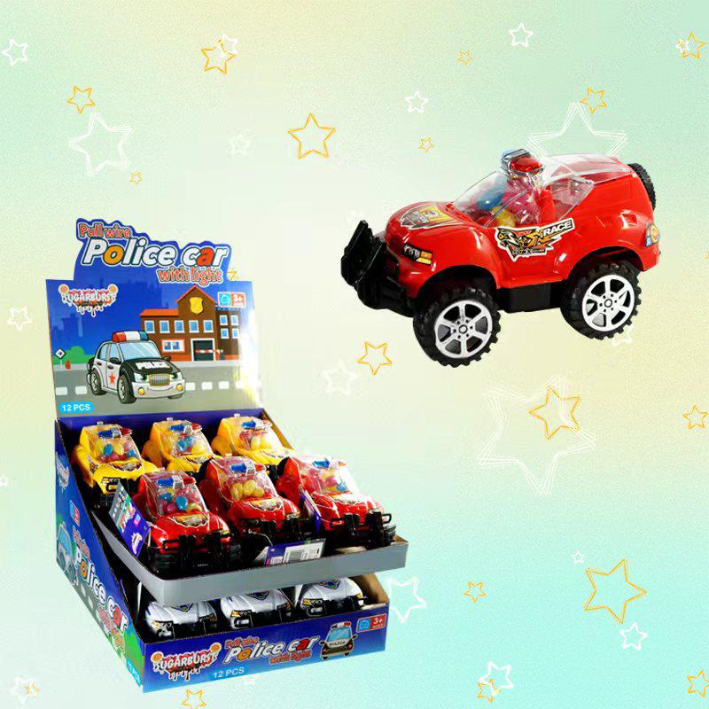 Sugarburst Pull Wire Police Car & Light Candy Toy 1X12