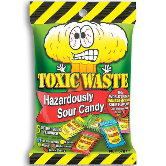 Toxic Waste Original Hazardously Sour Candy Peg Bags 57g 1X12