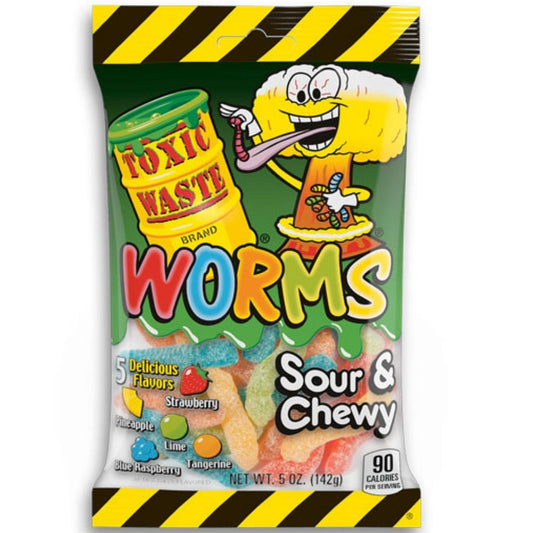 Toxic Waste Worms Peg Bags 142g 1X12