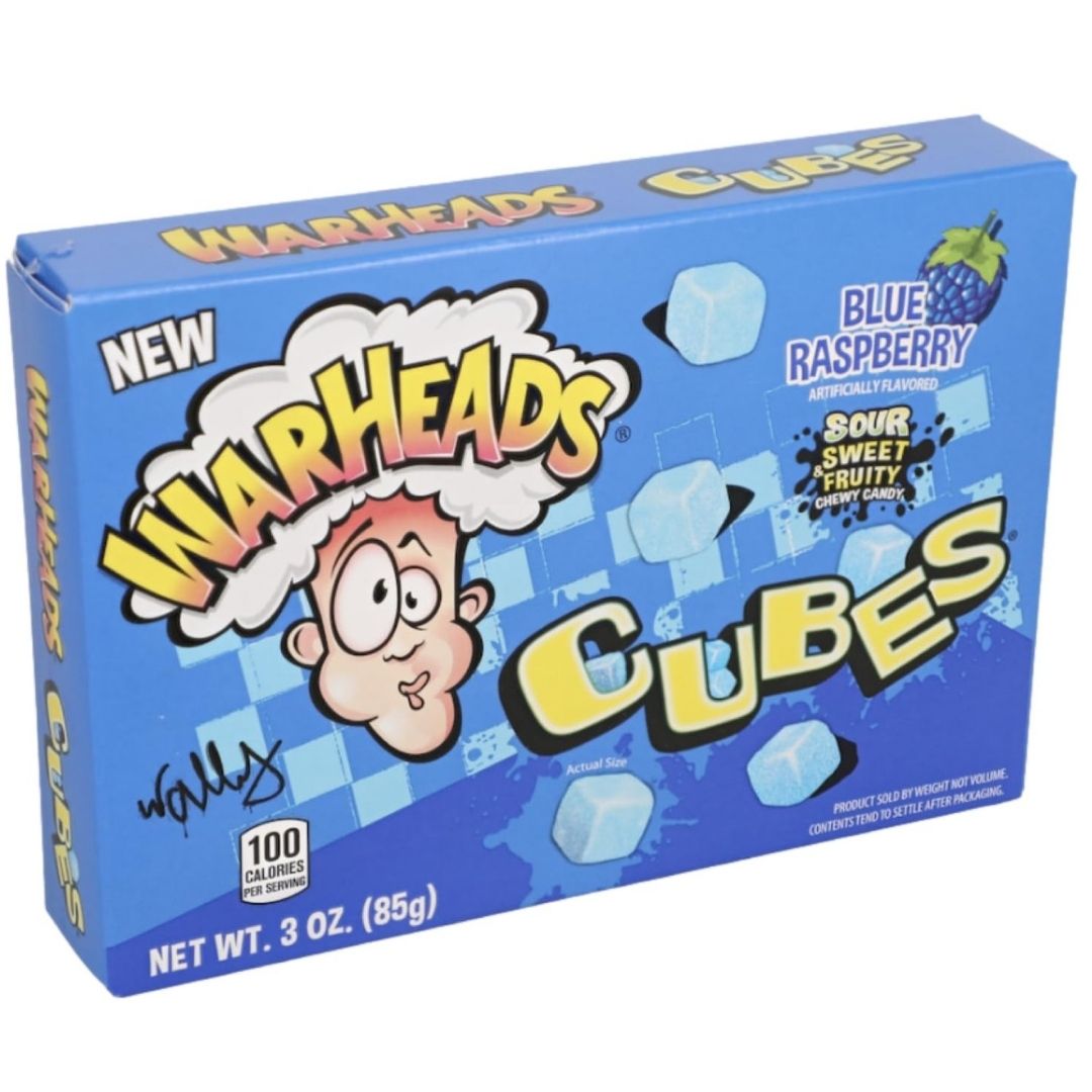 War Heads Chewy Cubes Blue Raspberry Theatre Boxes 1X12 85g