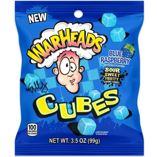 War Heads Cubes Blue Raspberry Peg Bags 99g 1X12