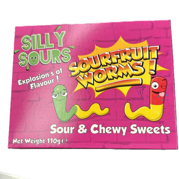 Silly Sours Sour Fruit Worms 110g 1X12