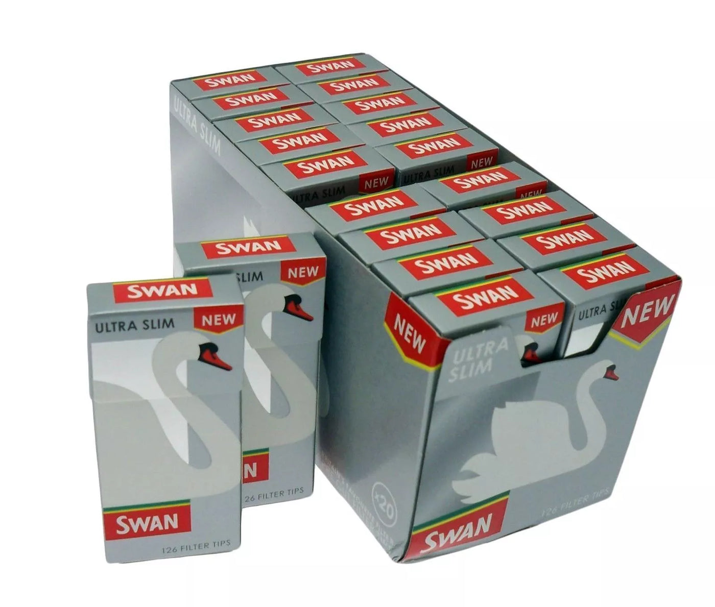 Swan Ultra Slim Silver Filter Tips 1X20